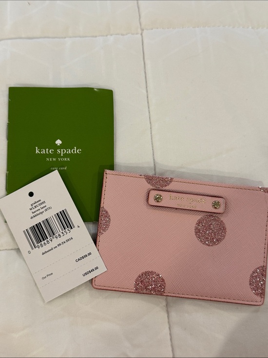 kate spade Handbags - kate spade pink glitter polka dot card case
